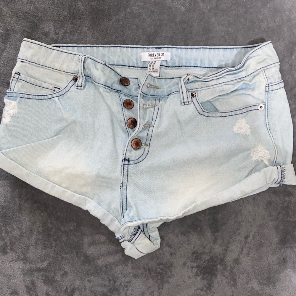 Never worn Forever 21 Distressed Light Blue Jean Shorts